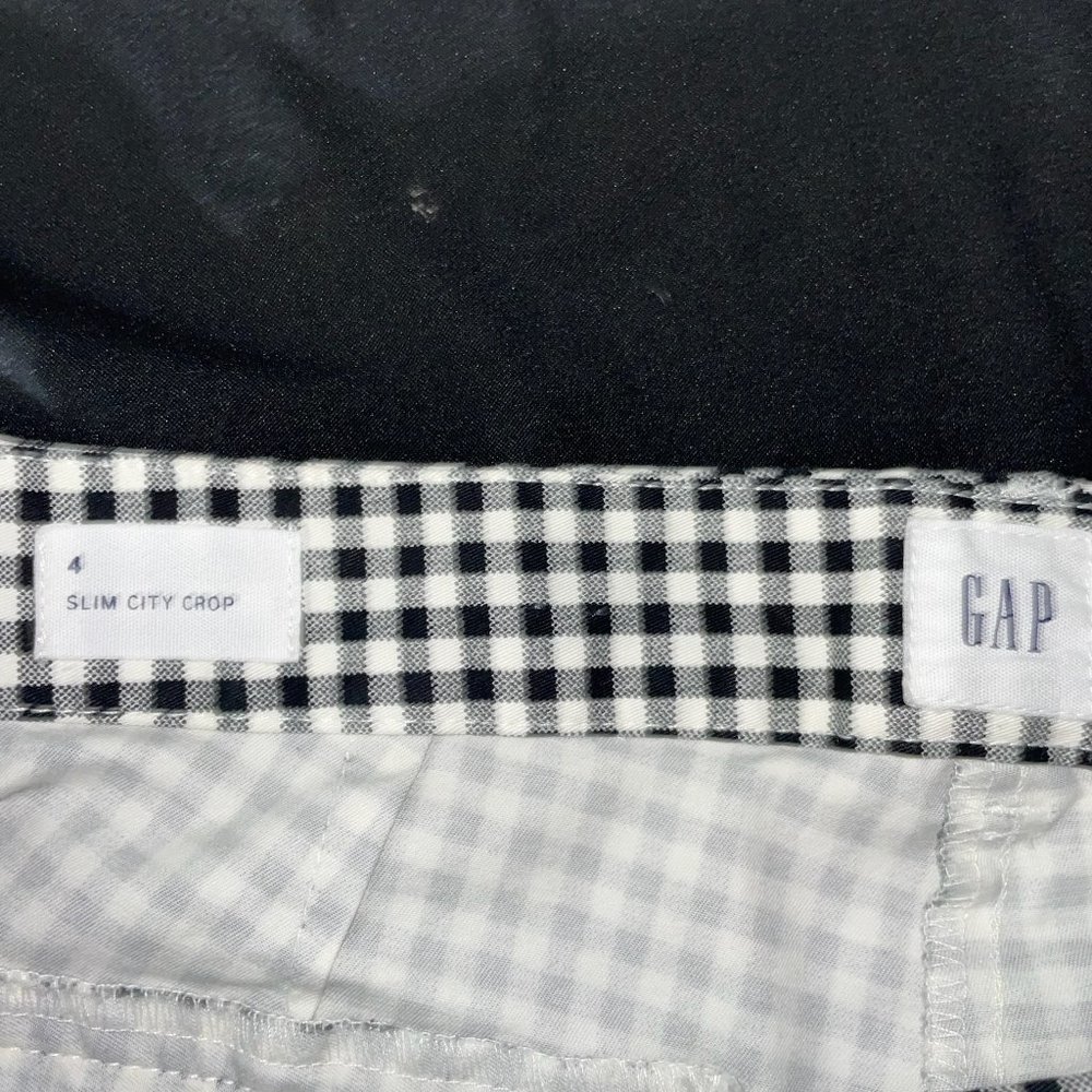 GAP Black/White Gingham Slim City Crop Work Pants Size 4 - Picture 3 of 3